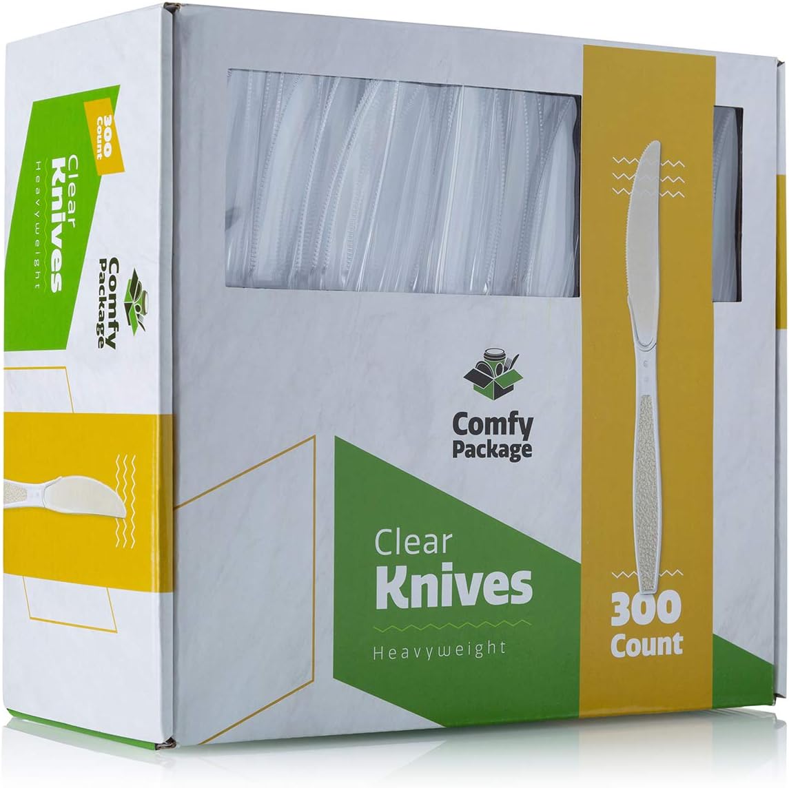 Comfy Package [300 Pack] Heavyweight Disposable Clear Plastic Knives - Image 1